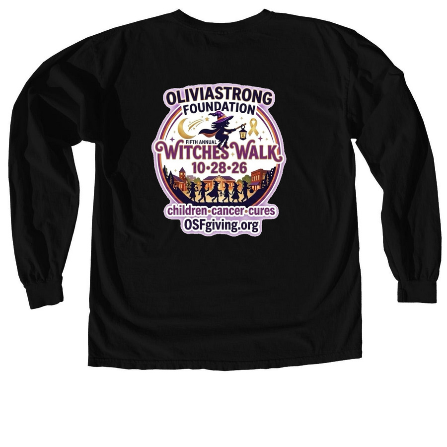 5th Annual Witches Walk, a Black Comfort Colors Long Sleeve Tee (back-view)