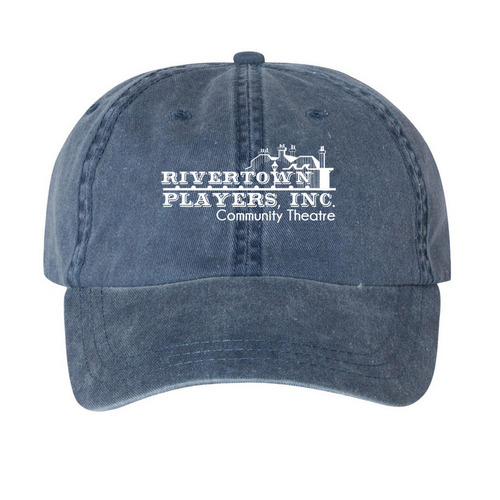 Rivertown Players Hat Collection, a Navy Printed Pigment Dye Baseball Cap
