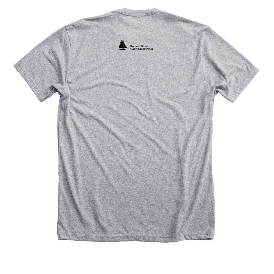 Clearwater Pocket Animals: Atlantic Sturgeon, a Athletic Heather Premium Unisex Tee (back-view)