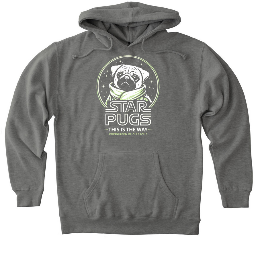 Star Pugs: This Is The Way, a Gunmetal Heather Heavyweight Pullover Hoodie