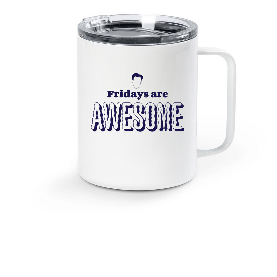 Friday Carl Travel Mug, a White Stainless Steel Travel Mug