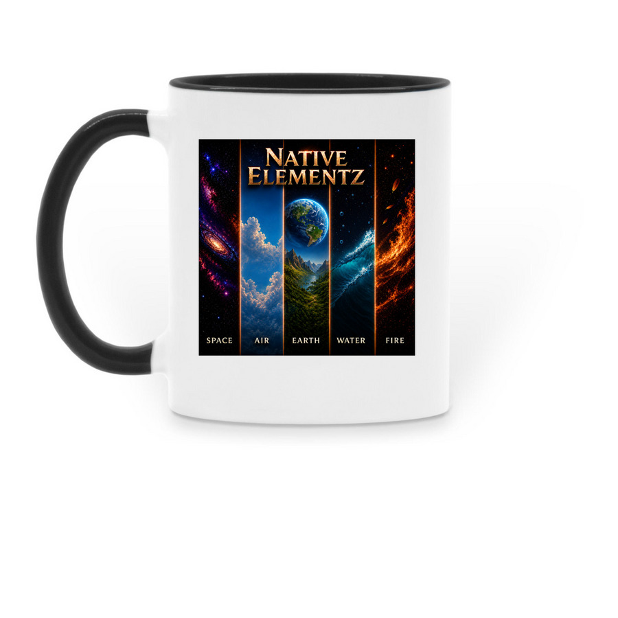 Native Elementz Coffee Mug 3, a Black Two-Tone Ceramic Mug (back-view)