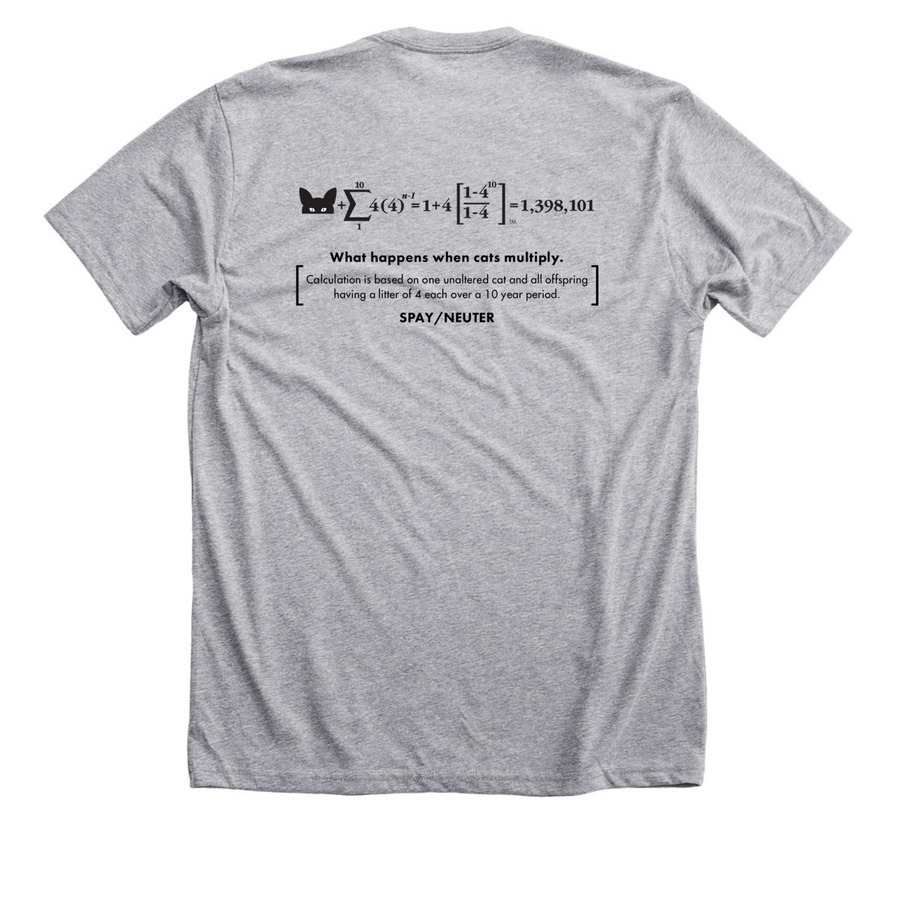 Feral Cat Equation, a Athletic Heather Premium Unisex Tee (back-view)