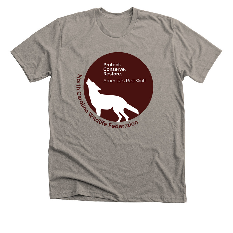 Protect America's Red Wolf, a Heather Stone Premium Unisex Tee