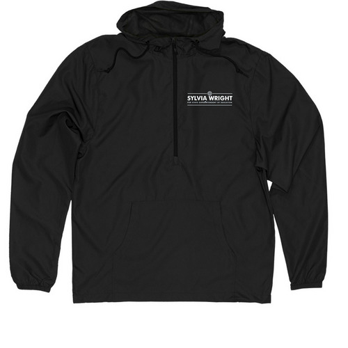 Sylvia Wright, a Black Quarter-Zip Windbreaker
