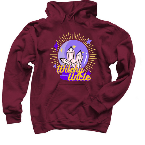 Witchy Uncle, a Maroon Pullover Hoodie