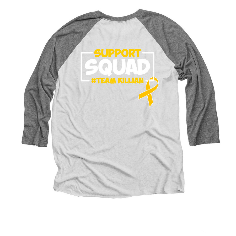 Killian the Warrior - TShirt -Double Sided, a Premium Heather and Heather White 3/4 Sleeve Baseball Tee (back-view)