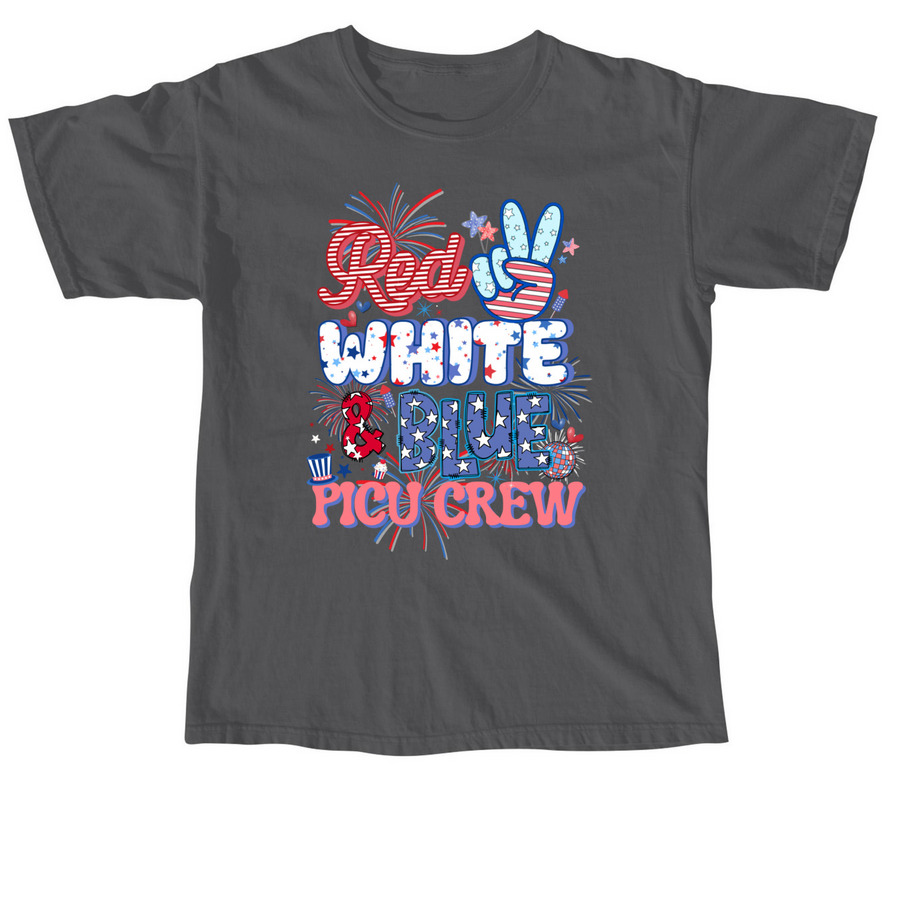 Red White & Blue PICU crew, a Pepper Comfort Colors Unisex Tee