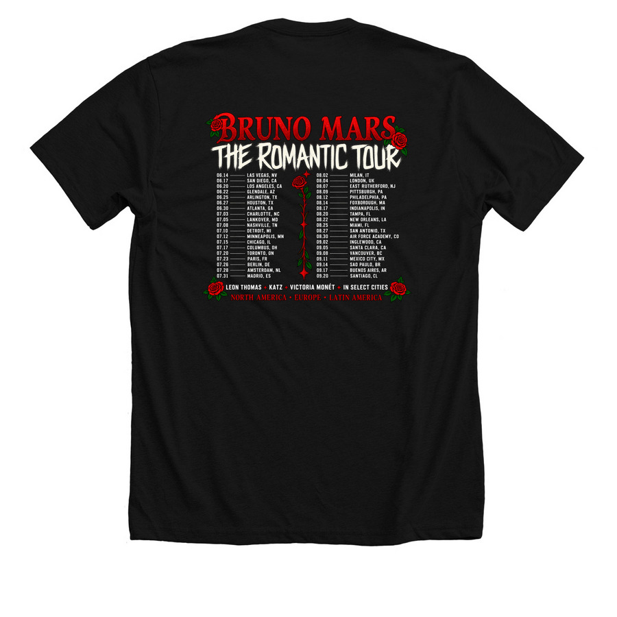 Bruno Mars Tour 2026 T-Shirt, Romantic Tour D | Bonfire