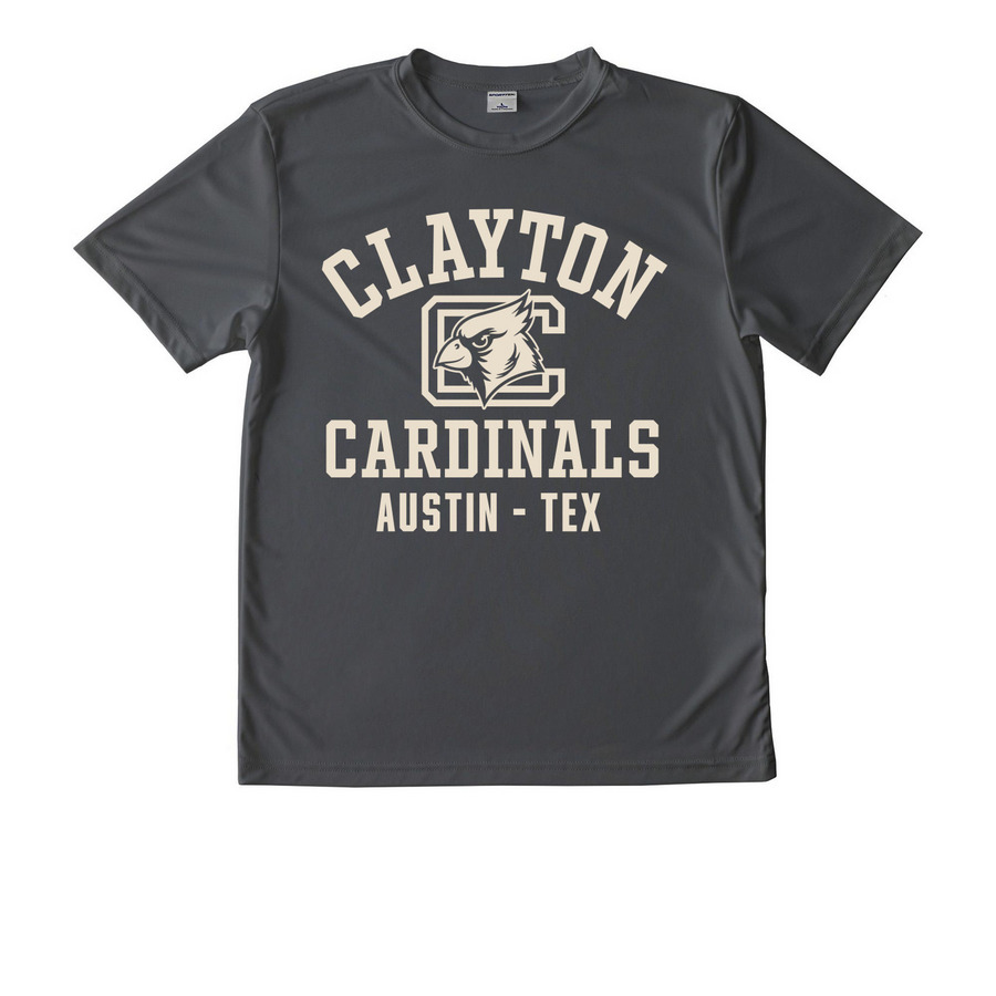 Cardinal Youth Performance Tee, a Iron Grey Youth Performance Tee