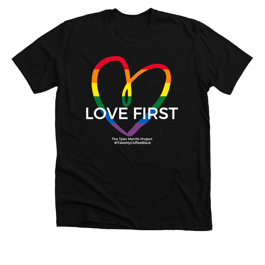 Love First ADULT, a Solid Black Blend Premium Unisex Tee