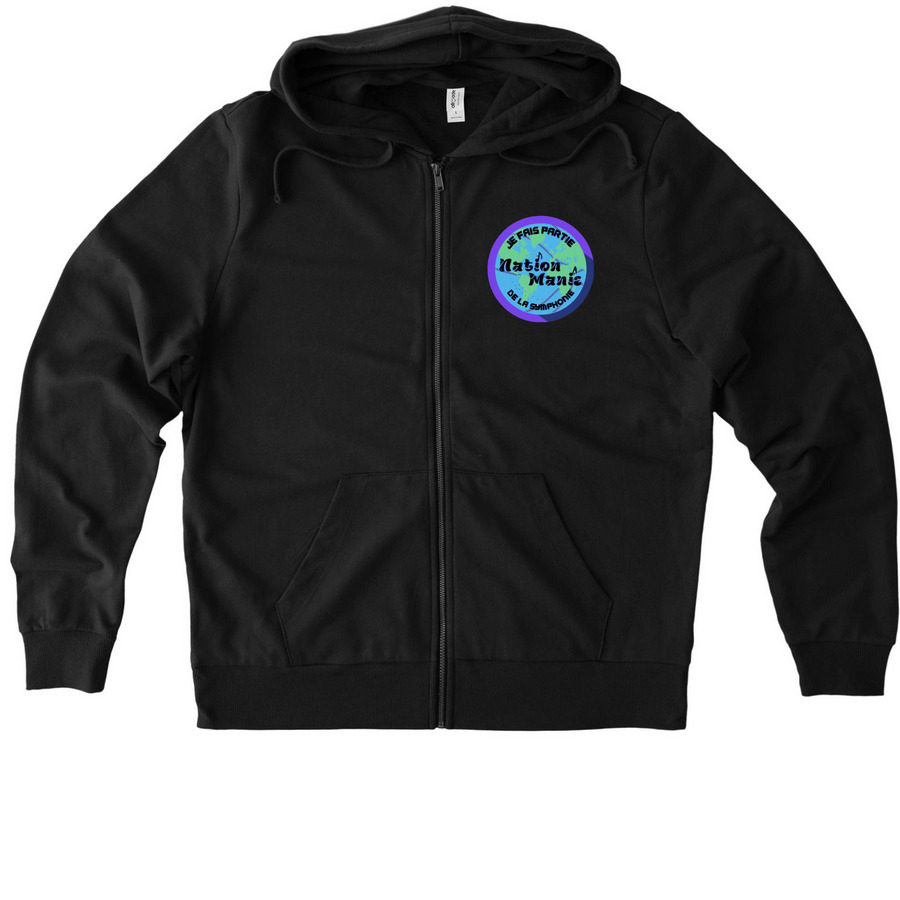 Manie Musicale 2026 Concert Style (dark), a Deep Black Allmade Organic French Terry Zip Up Hoodie
