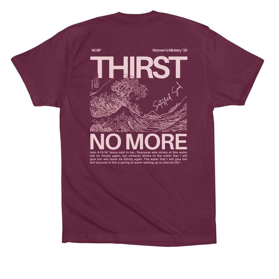 Satisfied - Maroon, a Maroon Premium Cotton Tee (back-view)