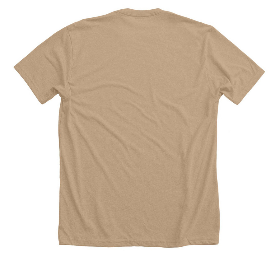 Living in Layers, a Heather Sand Dune Premium Unisex Tee (back-view)