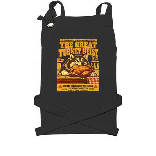 Holiday fun for Food, a Black Cotton Canvas Pocket Apron
