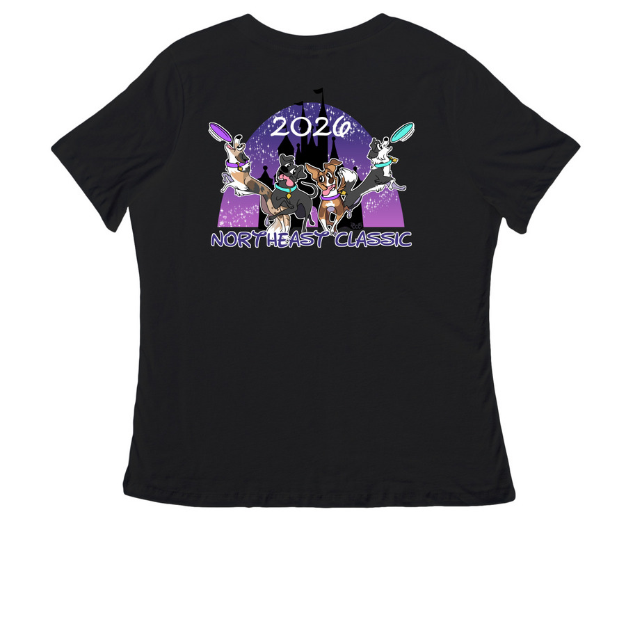 2026 Northeast Classic Apparel, a Black Women's Relaxed V-Neck Tee (back-view)