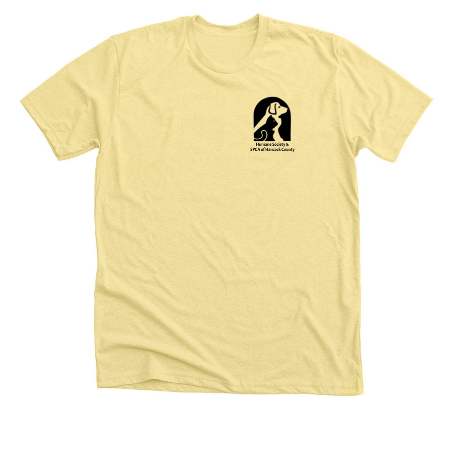 Spring Color Logo Apparel, a Heather Yellow Gold Premium Unisex Tee