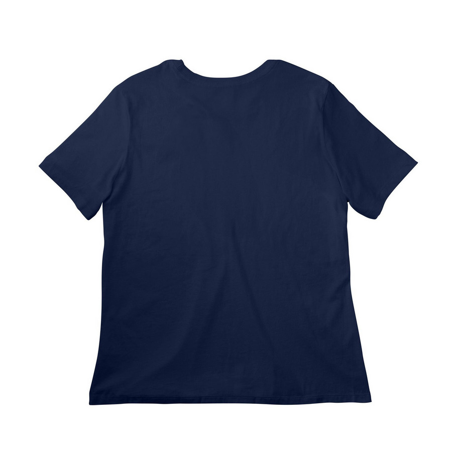Mutual Aid is Resistance Shirts, a Navy Women?s Relaxed Cotton Tee (back-view)