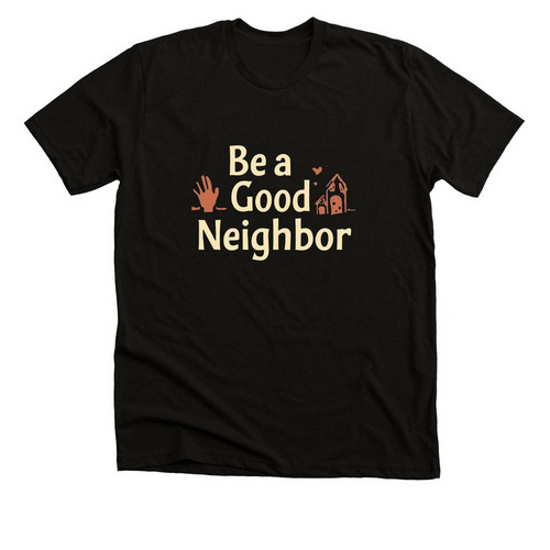 Be A Good Neighbor, a Solid Black Blend Premium Unisex Tee