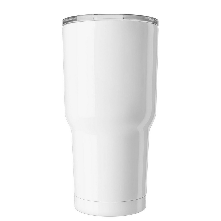 Survival Mode Official Logo Travel Mug, a White Insulated Tumbler (back-view)
