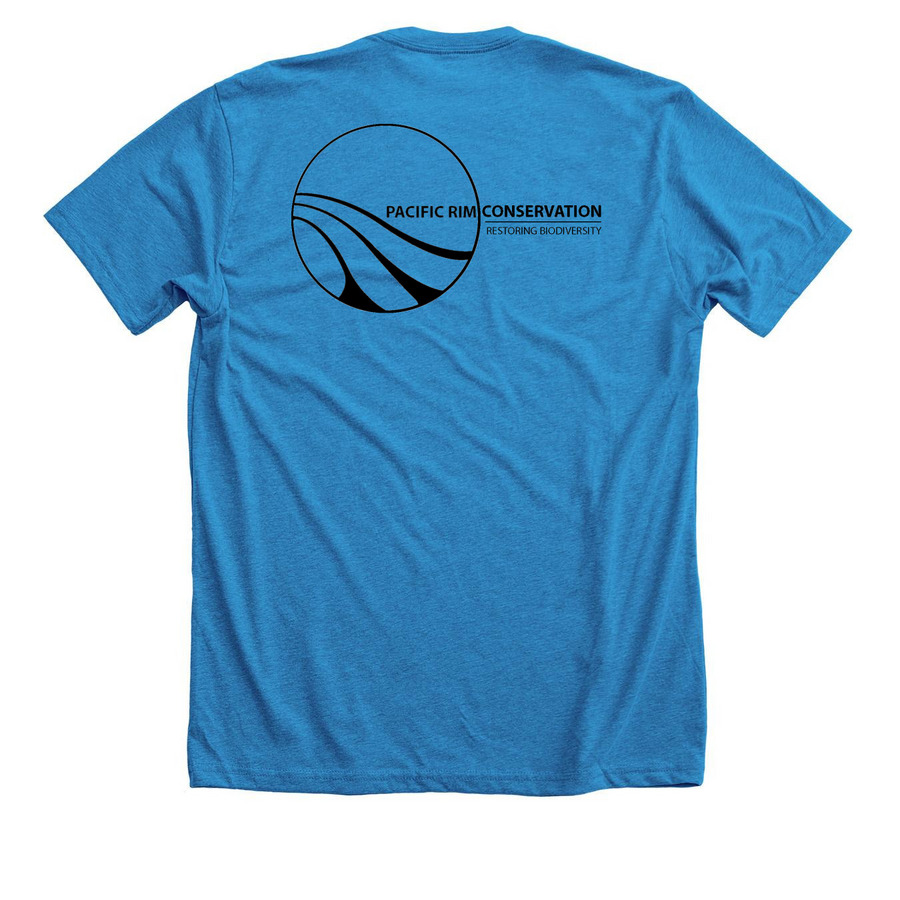 'I'iwi Shirt, a Neon Blue Premium Unisex Tee (back-view)