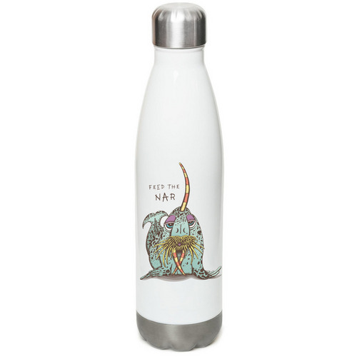 Feed the Nar, a White Stainless Steel Water Bottle