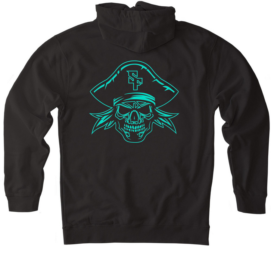 Pirates Front & Back Sweater Collection, a Black Heavyweight Pullover Hoodie (back-view)