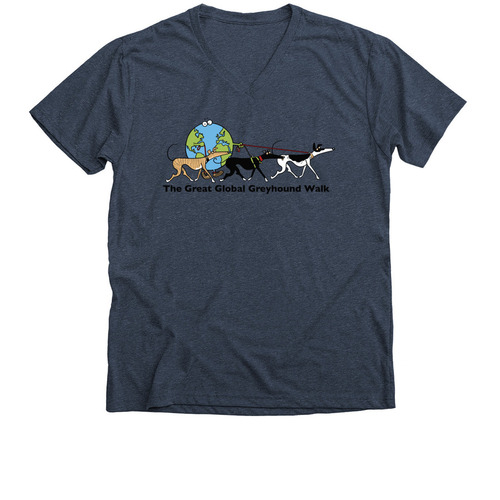 Great Global Greyhound Walk, a Heather Navy Premium V-Neck Tee
