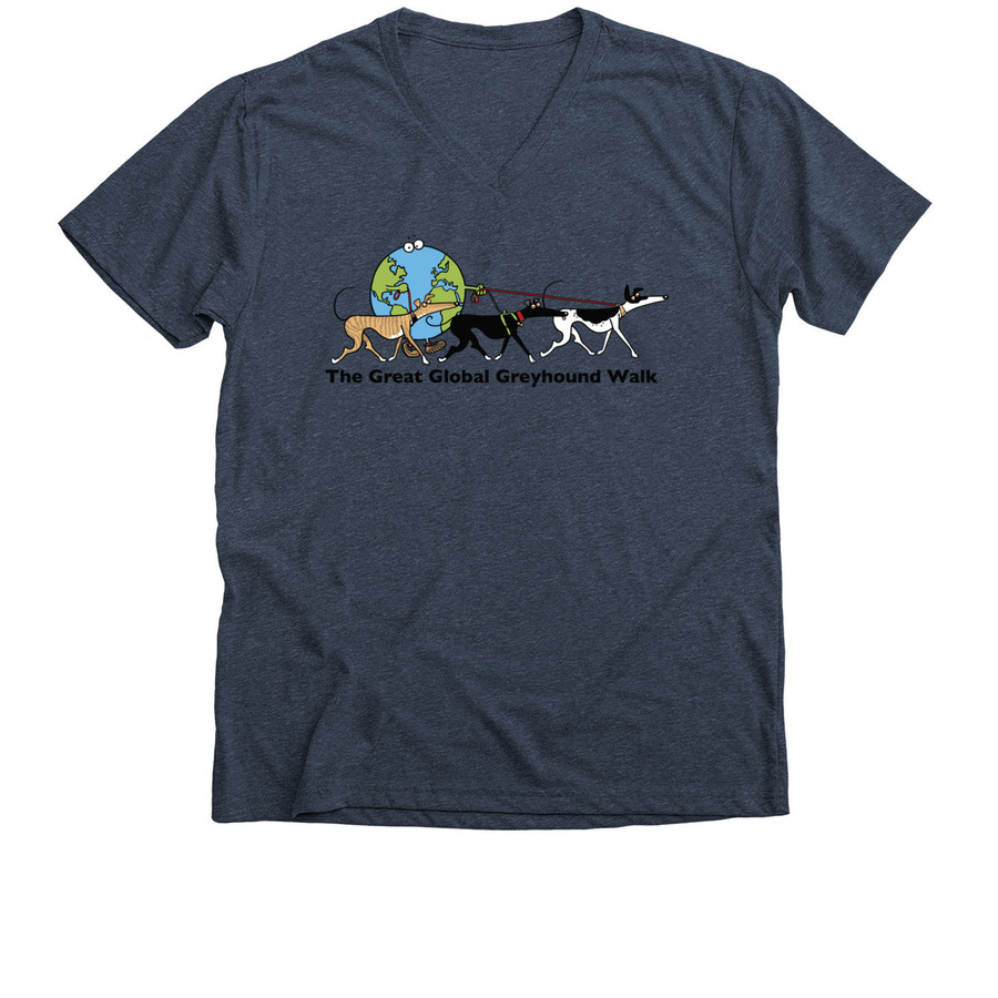 Great Global Greyhound Walk, a Heather Navy Premium V-Neck Tee
