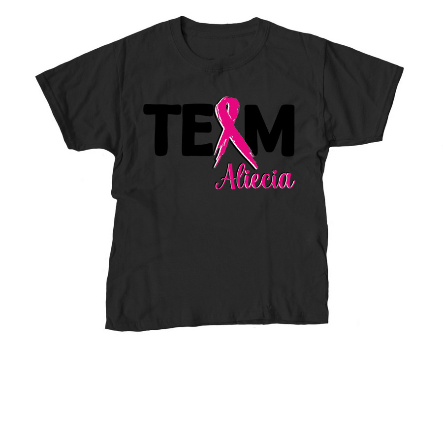 Team Aliecia (black), a Black Youth Unisex Tee