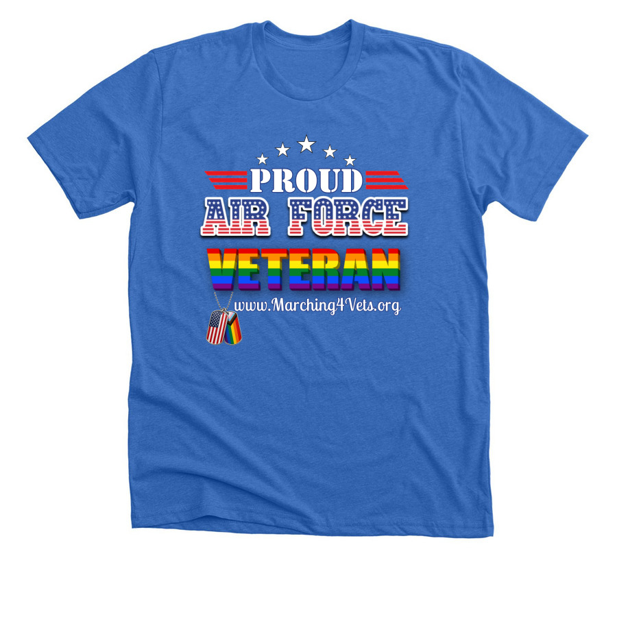 Air Force Veteran, a Heather True Royal Premium Unisex Tee
