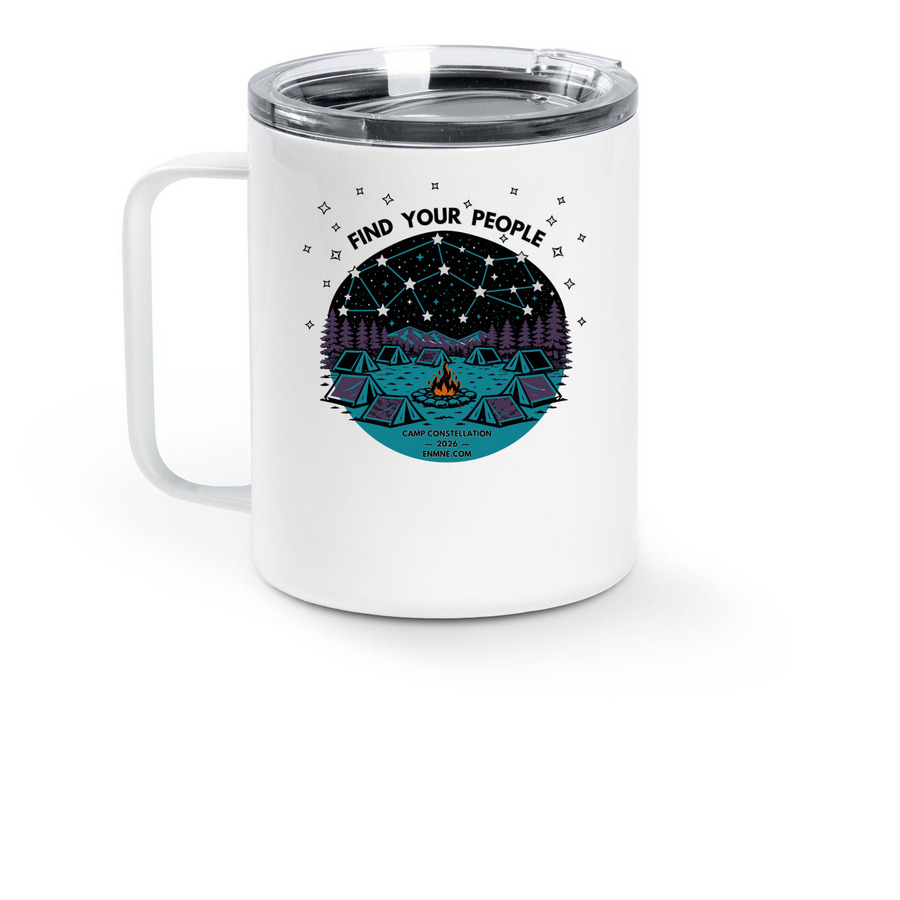 Roadtrip to Camp Constellation 2026!, a White Stainless Steel Travel Mug (back-view)
