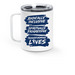 CSLDallas Logo & Motto (Travel Mug), a White Stainless Steel Travel Mug (back-view)