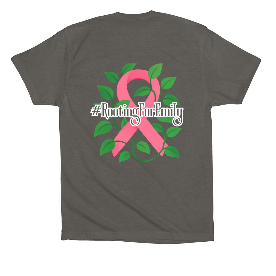 #RootingForEmily?&nbsp;, a Asphalt Premium Cotton Tee (back-view)