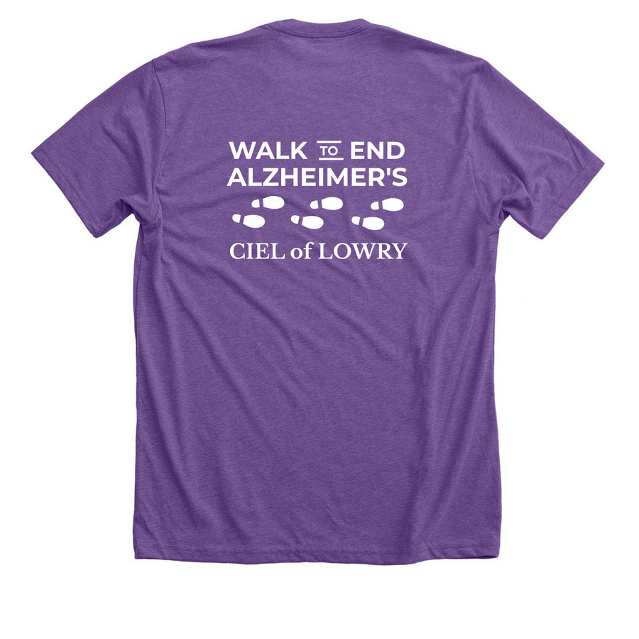Walk to End Alzheimer's&nbsp;, a Heather Team Purple Premium Unisex Tee (back-view)