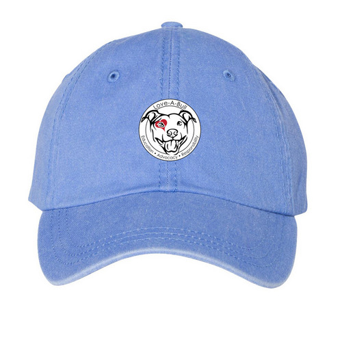 LAB Logo Hat, a Periwinkle Printed Pigment Dye Baseball Cap