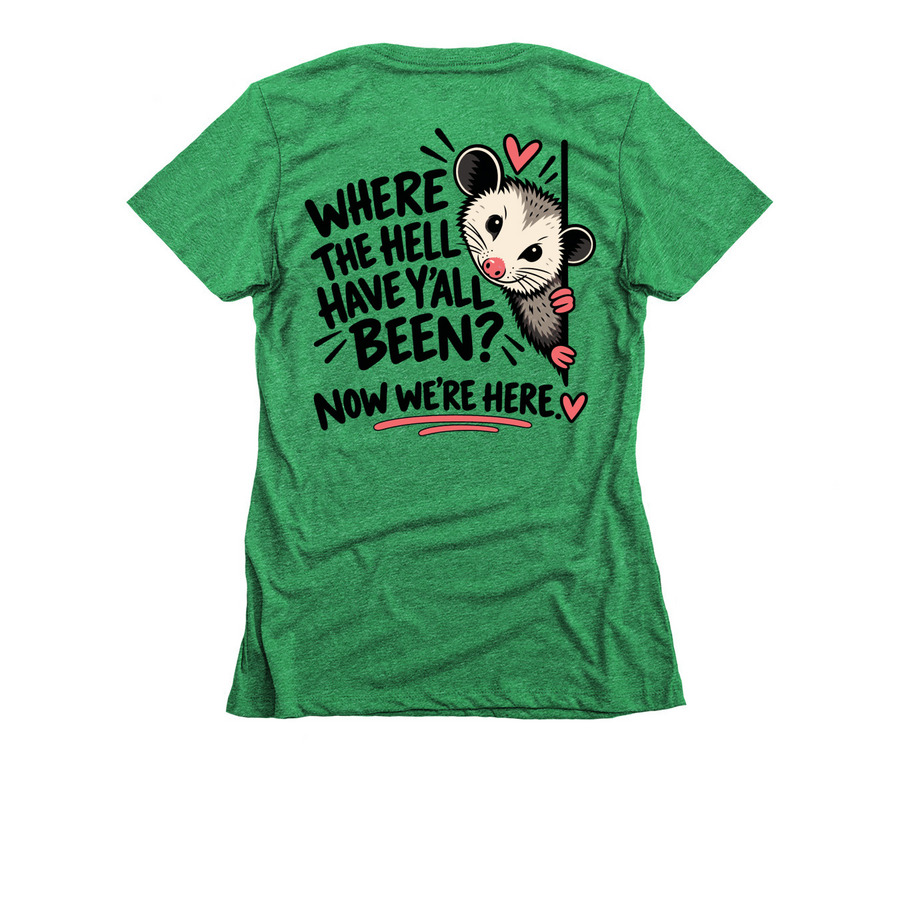 ALL ARE WELCOME EXCEPT ASSHOLES, a Kelly Green Women's Slim Fit Tee (back-view)