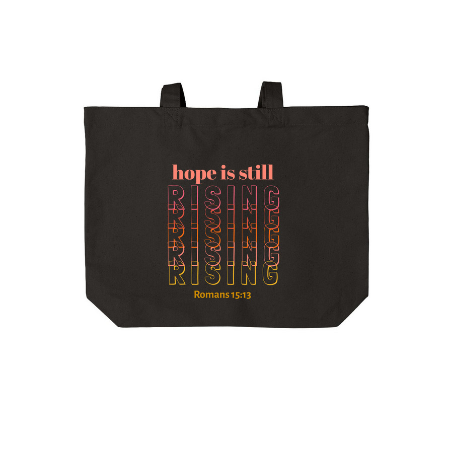 RISING TOTE, a Deep Black Cotton Canvas Tote Bag