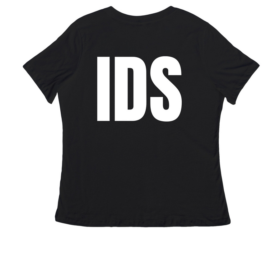 Innovate Dance Studio, a Black Women's Relaxed V-Neck Tee (back-view)