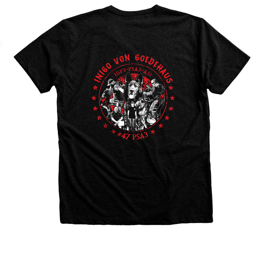 Inigo Von Goedehaus, a Black Heather Premium Unisex Tee (back-view)