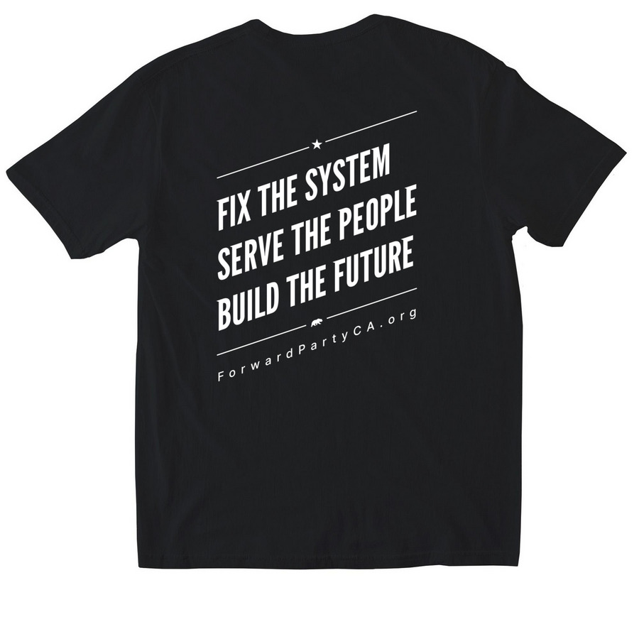 FWD CA Tee (Dark), a Black Softstyle Cotton Tee (back-view)