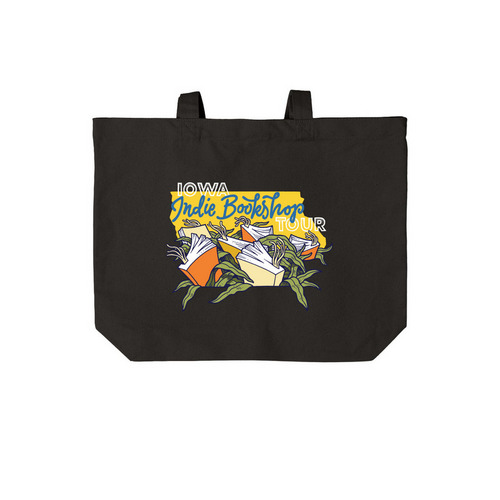 Iowa Indie Bookshop Tour Tote, a Deep Black Cotton Canvas Tote Bag