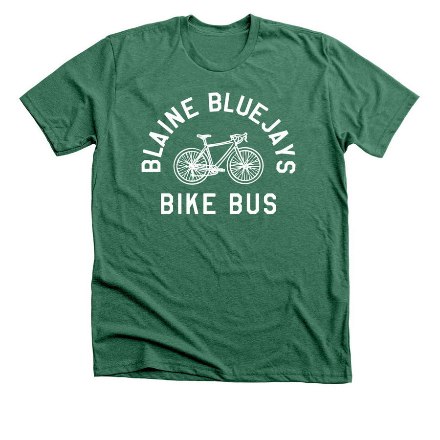 Bike Bus White, a Heather Grass Green Premium Unisex Tee