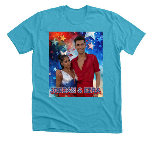 Team U.S ATEE (Jordan &Ezra)&nbsp; DWTS 34, a Heather Aqua Premium Unisex Tee
