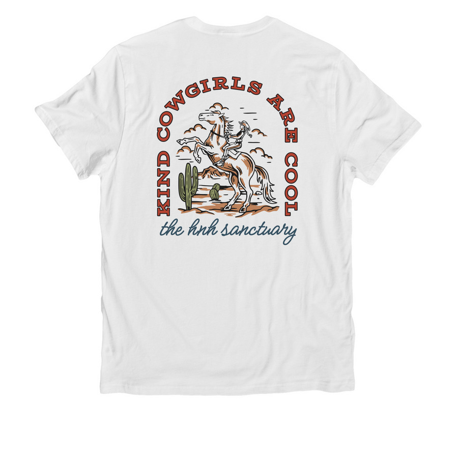 KIND COWGIRLS CLUB, a Bright White Allmade Organic Cotton Unisex Tee (back-view)