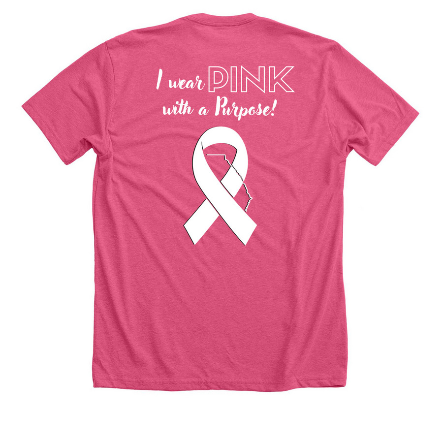 Pink Purchase with a Purpose, a Heather Charity Pink Premium Unisex Tee (back-view)