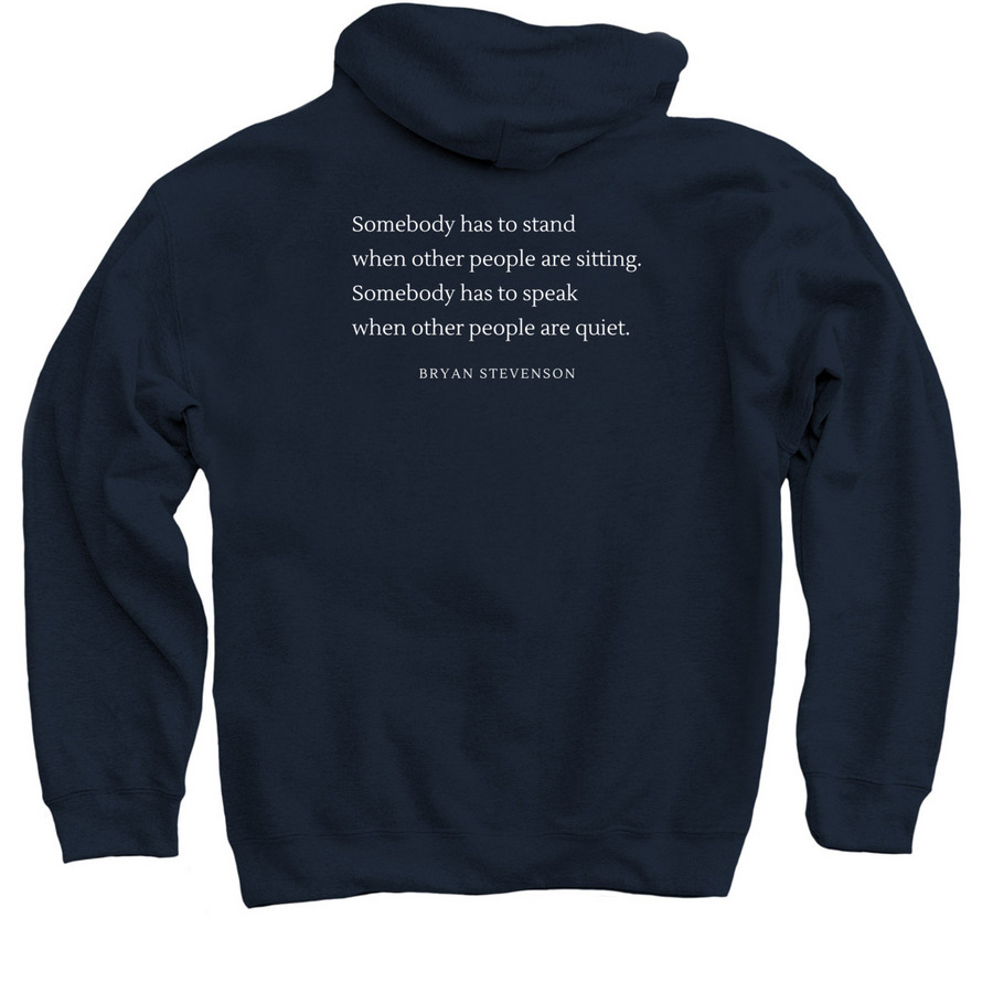Stand and Speak - Bryan Stevenson, a Navy Pullover Hoodie (back-view)