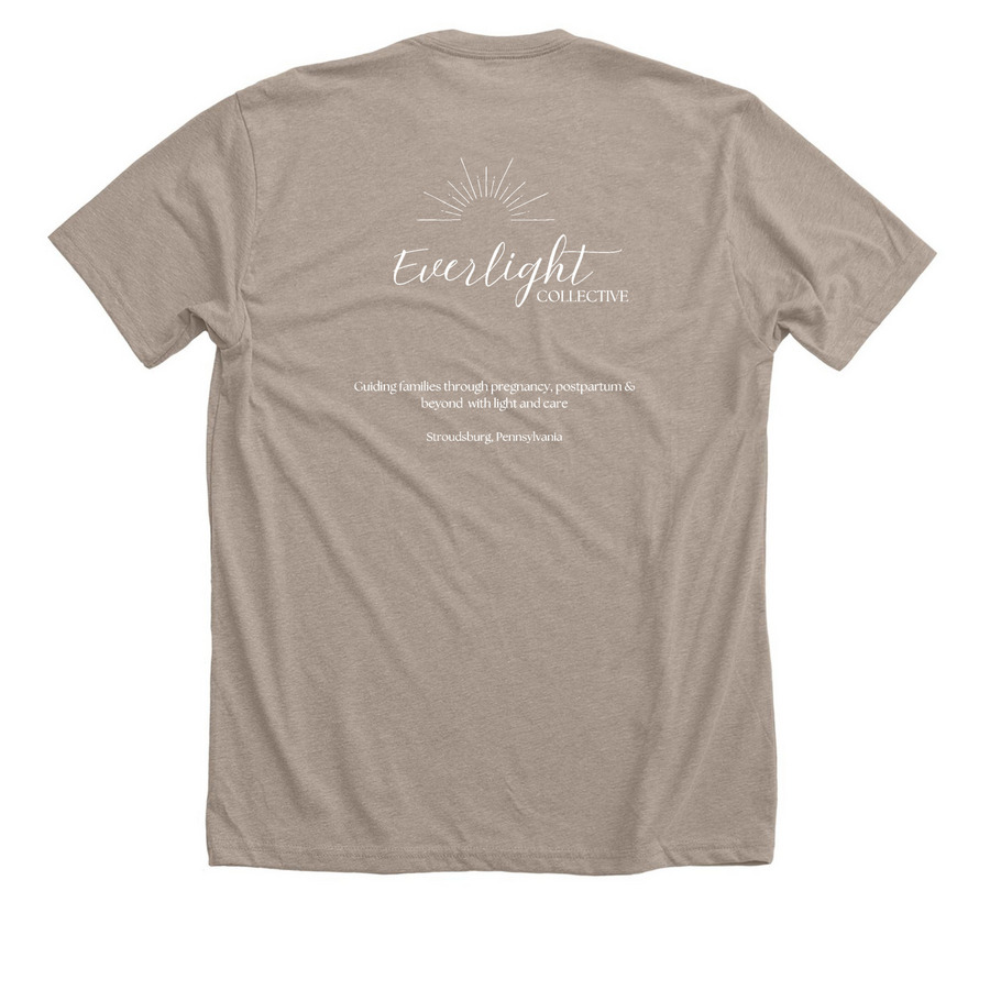 We are the Village: Everlight Collective, a Heather Stone Premium Unisex Tee (back-view)