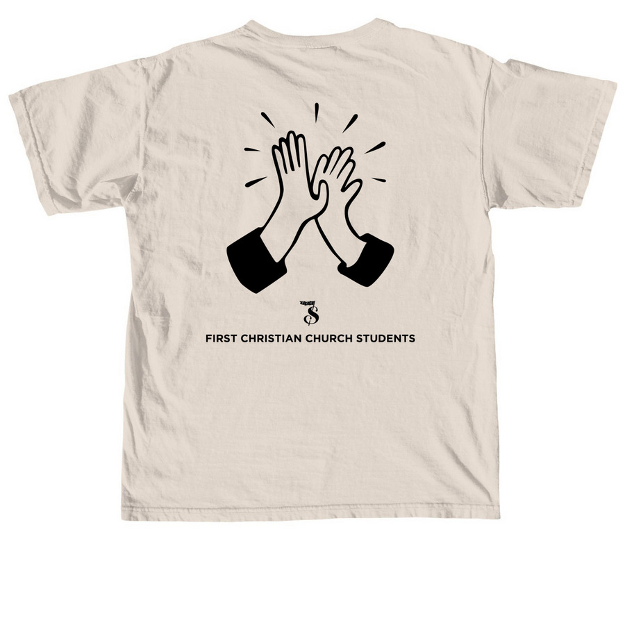 FCC Students High Five Tee, a Ivory Comfort Colors Unisex Tee (back-view)