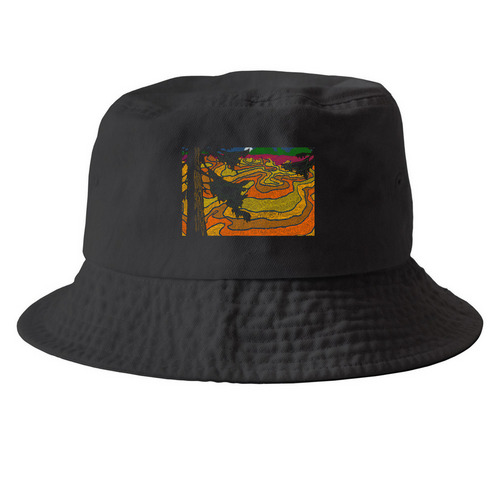 Moon Rise, a Black Printed Bucket Hat